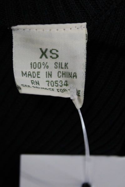 Orvis Womens Silk Turtleneck Pullover Sweater Black Long Sleeve Size XS