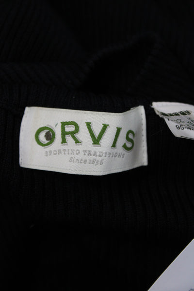 Orvis Womens Silk Turtleneck Pullover Sweater Black Long Sleeve Size XS