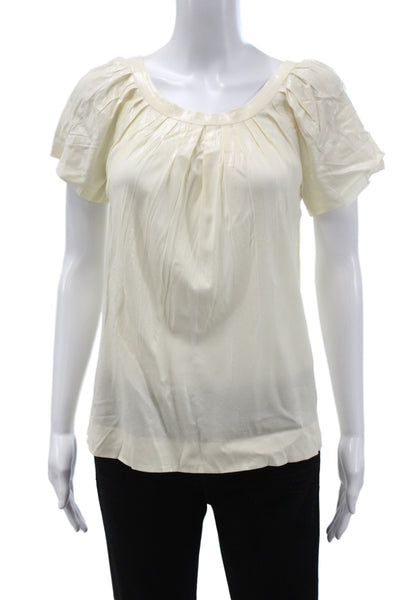 Alberta Ferretti Womens Ivory Rayon Short Sleeve Blouse Size 2