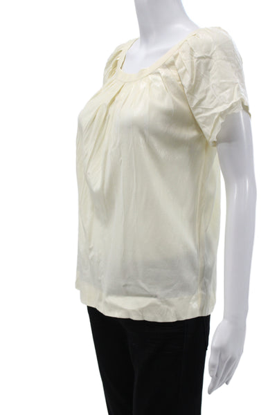Alberta Ferretti Womens Ivory Rayon Short Sleeve Blouse Size 2