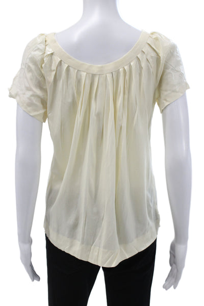 Alberta Ferretti Womens Ivory Rayon Short Sleeve Blouse Size 2