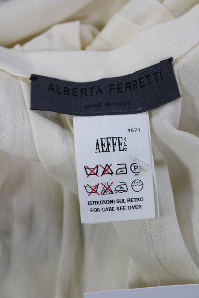 Alberta Ferretti Womens Ivory Rayon Short Sleeve Blouse Size 2