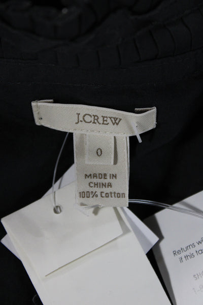 J Crew Women Black Cotton Collared Button Long Sleeve Blouse Size 0