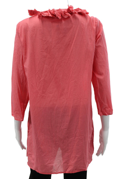 J Crew Womens Pink Tunic 3/4 Sleeve Round Neck Cotton Pullover Size S
