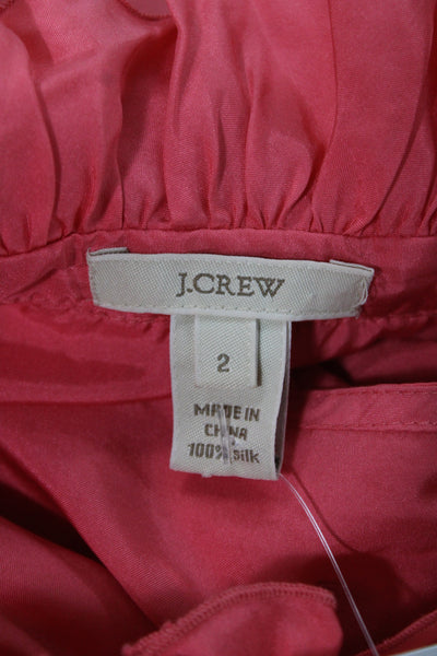 J Crew Womens Sleeveless Collared Silk Blouse Pink Button Solid Basic Size 2