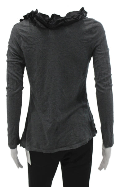 Splendid Women Silk Jersey Blouse Black Scoop Long Sleeve Colorblock Size S