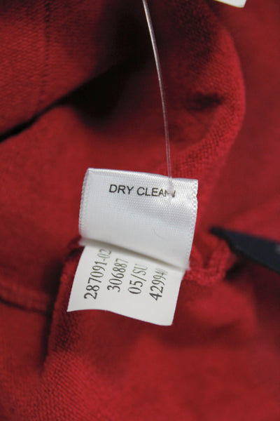 Banana Republic Women V-Neck Silk Cardigan 3/4 Sleeve Red Size M