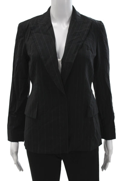 Emanuel Emanuel Ungaro Women Petite Jacket Black Striped Wool Size 0