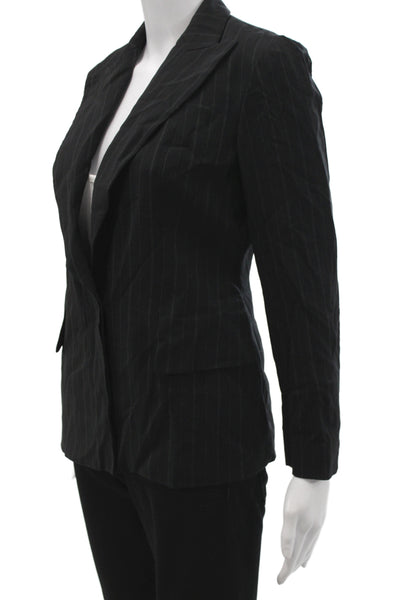 Emanuel Emanuel Ungaro Women Petite Jacket Black Striped Wool Size 0