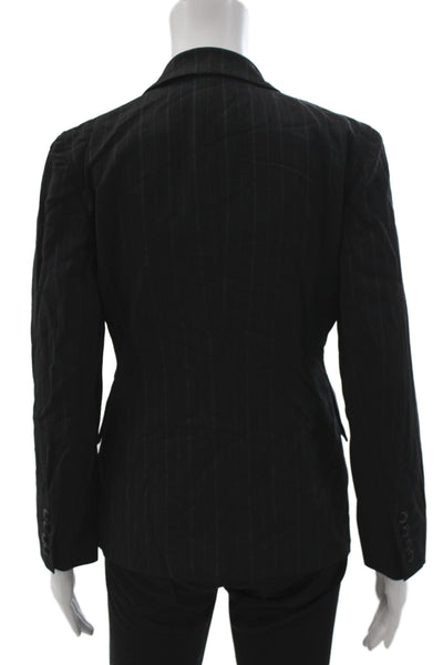 Emanuel Emanuel Ungaro Women Petite Jacket Black Striped Wool Size 0