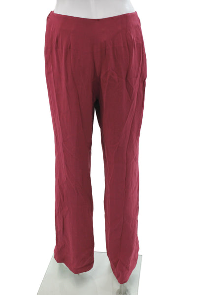 Eileen Fisher Women Dress Pants Red Silk Zip Size XS