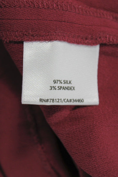 Eileen Fisher Women Dress Pants Red Silk Zip Size XS