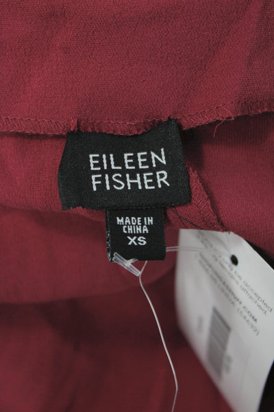 Eileen Fisher Women Dress Pants Red Silk Zip Size XS