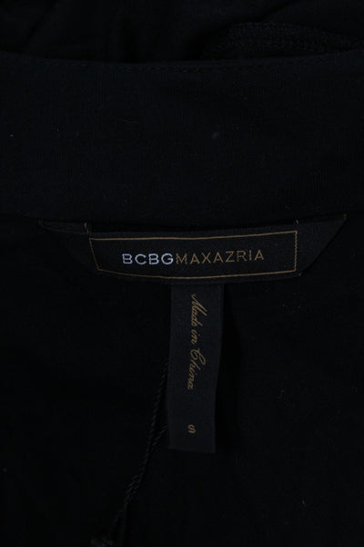 BCBG Max Azria Women Sheath Dress Black V-Neck Long Sleeve Modal Size S