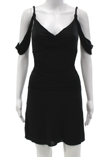 BCBG Max Azria Women Sheath Dress Black V-Neck Sleeveless Knee Length Size S