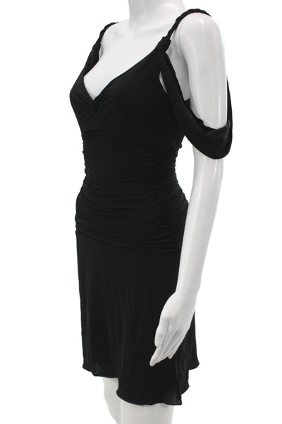 BCBG Max Azria Women Sheath Dress Black V-Neck Sleeveless Knee Length Size S