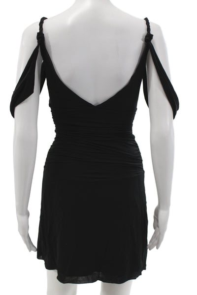 BCBG Max Azria Women Sheath Dress Black V-Neck Sleeveless Knee Length Size S