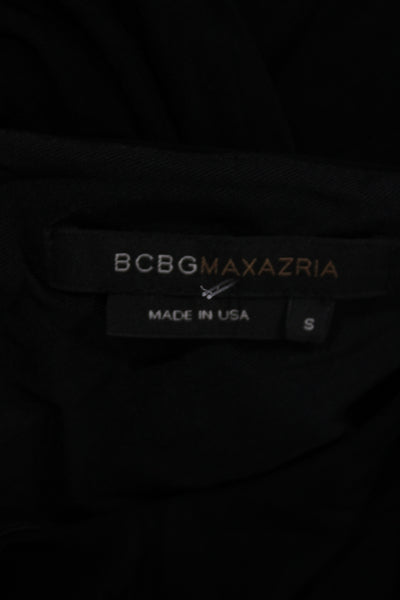 BCBG Max Azria Women Sheath Dress Black V-Neck Sleeveless Knee Length Size S