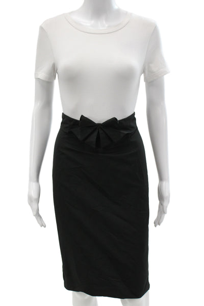 Valentino Roma Womens Straight Pencil Skirt Black Knee Length Size 8