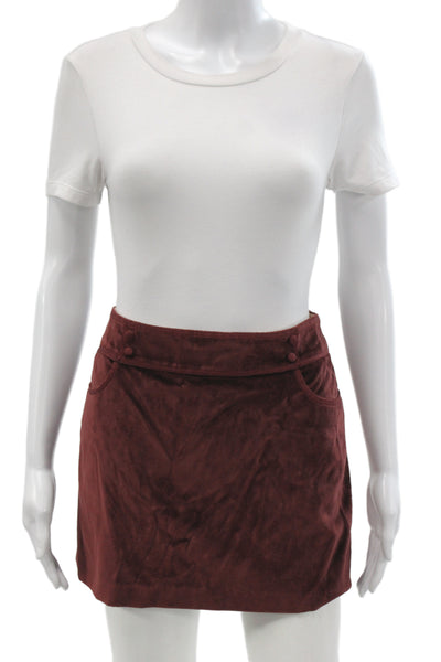 Rebecca Taylor Womens Red Mini Skirt Cotton Zip Solid Casual Size 4