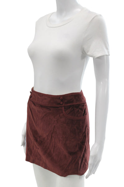 Rebecca Taylor Womens Red Mini Skirt Cotton Zip Solid Casual Size 4