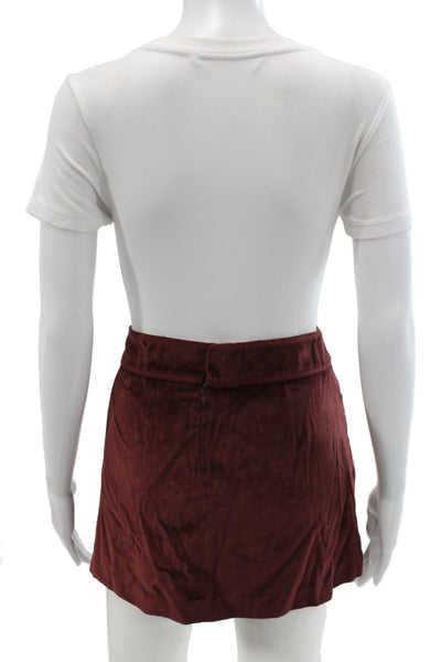 Rebecca Taylor Womens Red Mini Skirt Cotton Zip Solid Casual Size 4