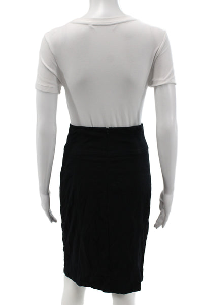 Theory Women Black Straight Pencil Skirt Viscose Zip Knee Length Size 6