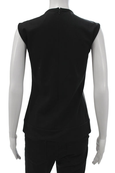 Derek Lam Womens Basic Sleeveless V Neck Lambskin Tank Black Size 0