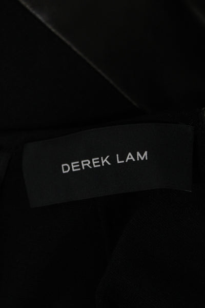 Derek Lam Womens Basic Sleeveless V Neck Lambskin Tank Black Size 0