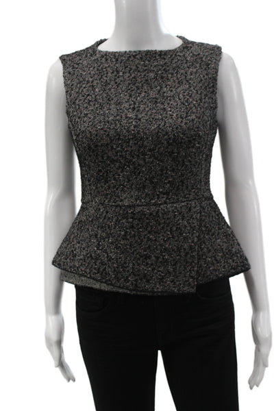 Derek Lam Women Black Cotton Sleeveless Round Neck Basic Blouse Size 38
