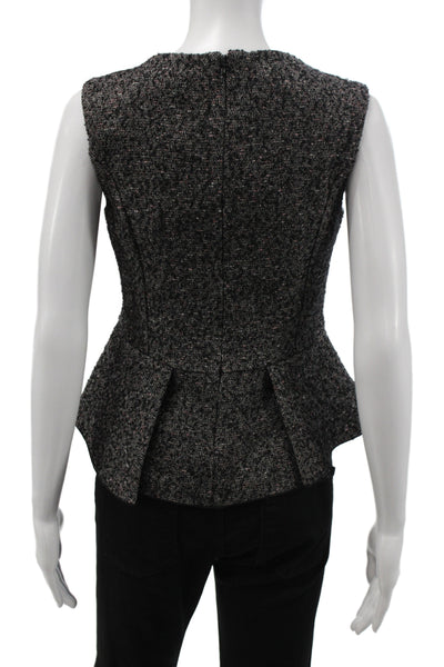Derek Lam Women Black Cotton Sleeveless Round Neck Basic Blouse Size 38