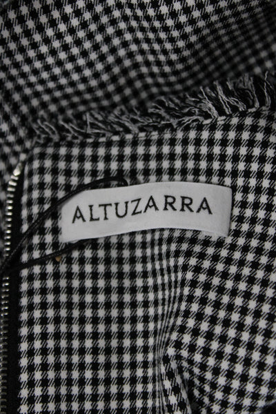 Altuzarra Women Basic Sleeveless V-Neck Check Cotton Zip Blouse Size 34