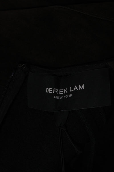 Derek Lam Women Calfskin Leather V-Neck Sleeveless Tank Brown Zip Size 2