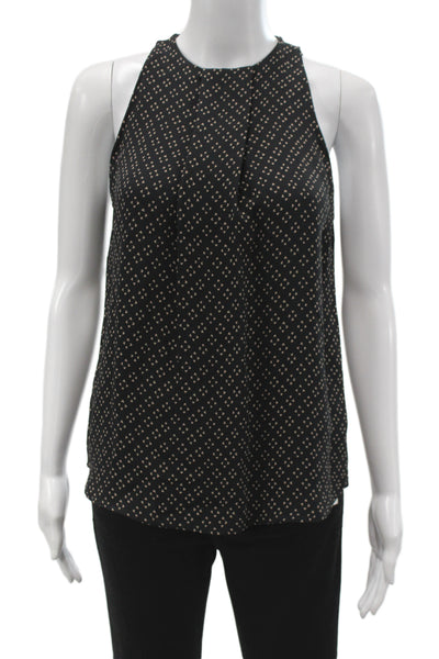 A.L.C. Womens Silk Geometric High Neck Camisole Sleeveless Black Size XS