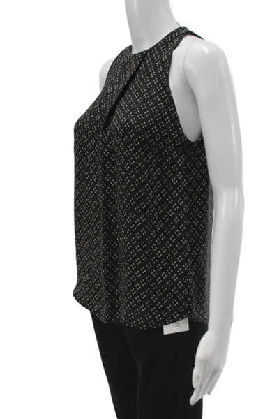 A.L.C. Womens Silk Geometric High Neck Camisole Sleeveless Black Size XS