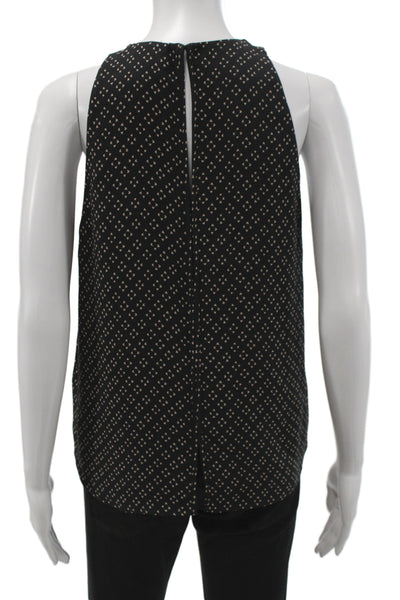 A.L.C. Womens Silk Geometric High Neck Camisole Sleeveless Black Size XS