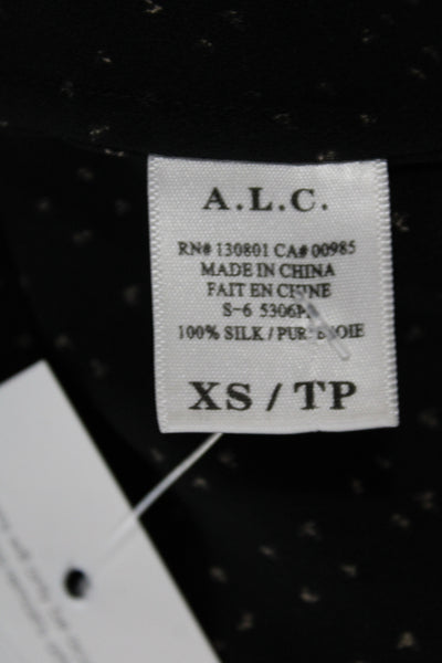 A.L.C. Womens Silk Geometric High Neck Camisole Sleeveless Black Size XS