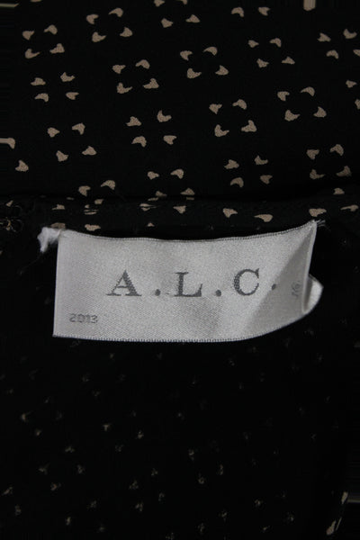 A.L.C. Womens Silk Geometric High Neck Camisole Sleeveless Black Size XS