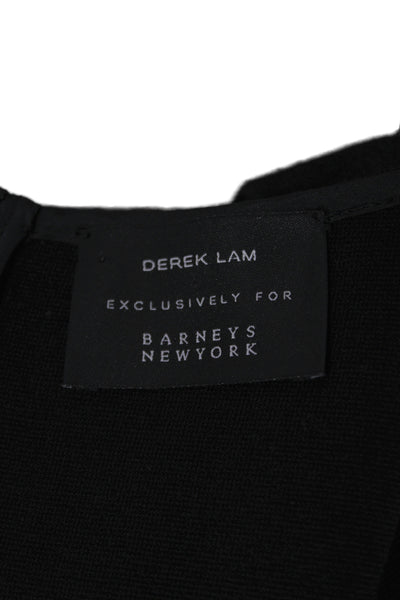 Derek Lam Women Black Wool Colorblock Round Neck Short Sleeve Blouse Size 0
