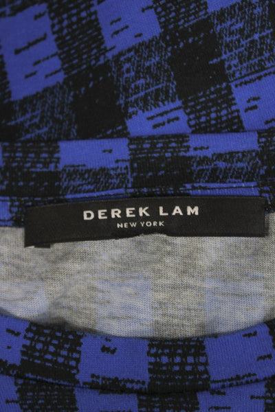 Derek Lam Women Black Plaid Cotton Jersey T-Shirt Crew Neck Short Sleeve Size S