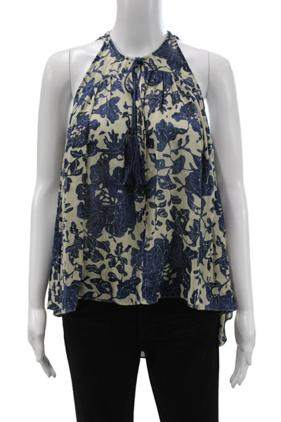Derek Lam 10 Crosby Women Beige Floral Halter Tunic Blouse Size 0