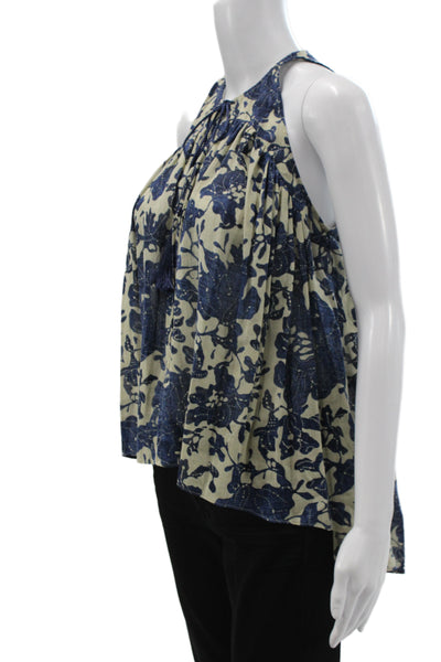 Derek Lam 10 Crosby Women Beige Floral Halter Tunic Blouse Size 0