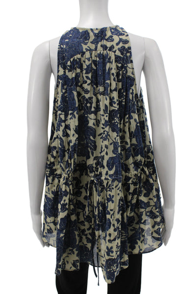 Derek Lam 10 Crosby Women Beige Floral Halter Tunic Blouse Size 0