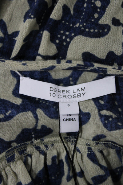 Derek Lam 10 Crosby Women Beige Floral Halter Tunic Blouse Size 0