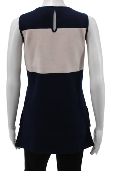 Derek Lam Womens Colorblock Sleeveless Tunic Crew Neck Blue Size 0P