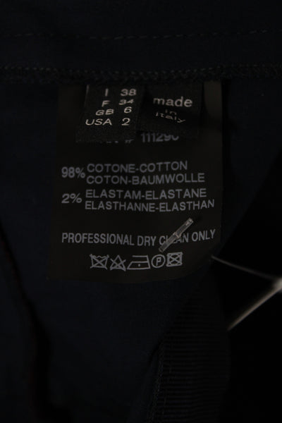 Derek Lam Women Basic V-Neck Sleeveless Blue Cotton Zip Blouse Size 2