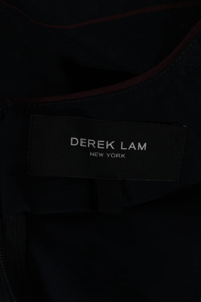 Derek Lam Women Basic V-Neck Sleeveless Blue Cotton Zip Blouse Size 2