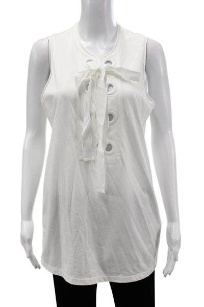 3.1 Phillip Lim Women White Cotton Sleeveless Tunic Tank Round Neck Size XS
