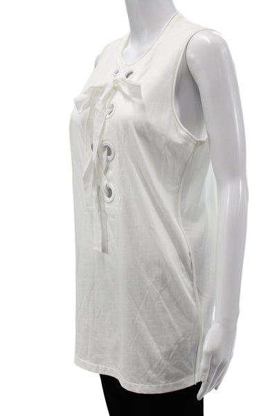 3.1 Phillip Lim Women White Cotton Sleeveless Tunic Tank Round Neck Size XS