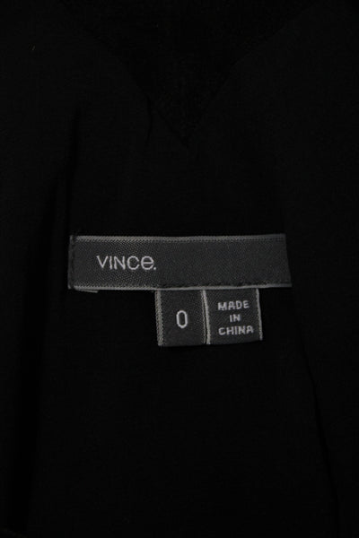 Vince Women Basic Leather Tank Black V-Neck Colorblock Sleeveless Size 0